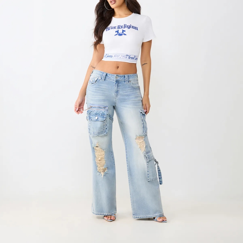 True Religion T-Shirt - Bandeau-Shirt- Enganliegend- Markanter Grafik. weiss(Image 2)