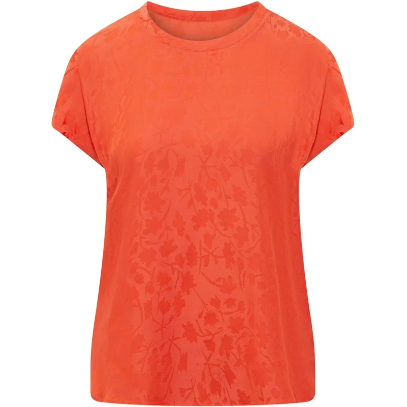 Pinko Chemisier Blusa a Maniche Corte con Motivo Floreale orange
