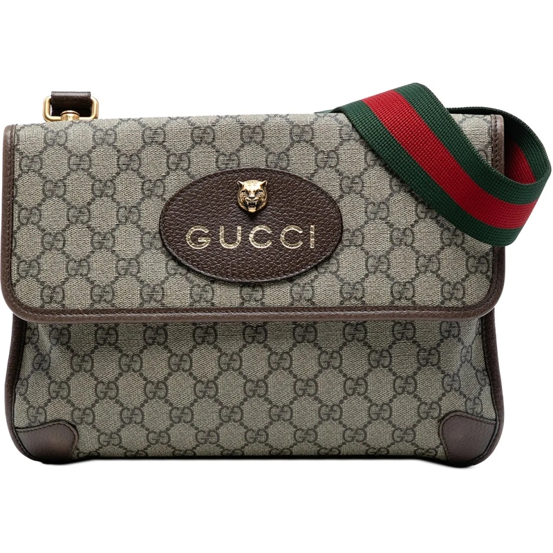 Gucci Sac à bandoulière Medium GG Supreme Web Neo Vintage Double Flap Mess braun