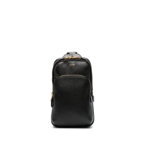 Tom Ford Black Logo-Stamp Messenger Backpack Black Besace