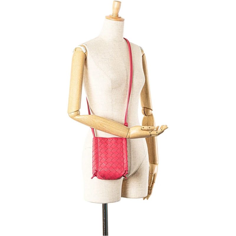Bottega Veneta Schultertasche Mini Nappa Intrecciato The Knot Crossbody rose