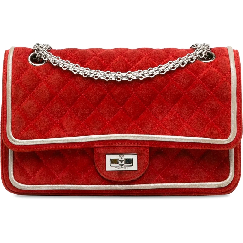 Chanel Schultertasche Medium Suede Re-issue 2.55 Double Flap rot