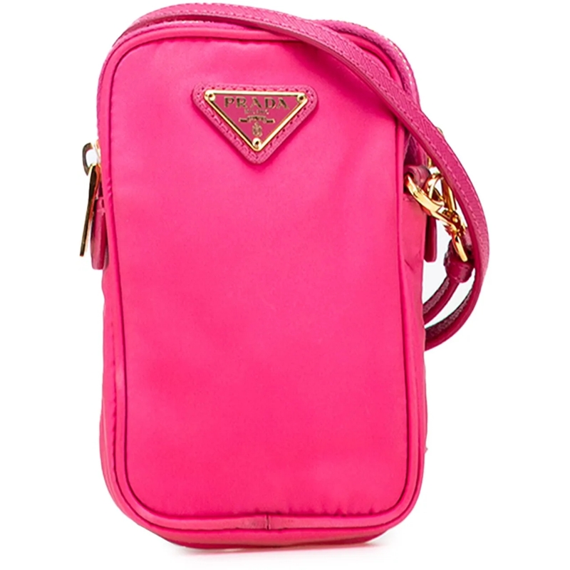 Prada Schultertasche Tessuto Double Zip Phone Case rose