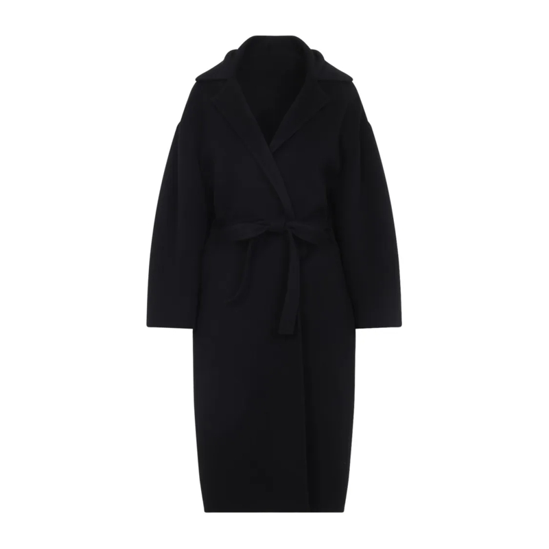 Alberta Ferretti Manteau de transition Double Black Wool Coat Black