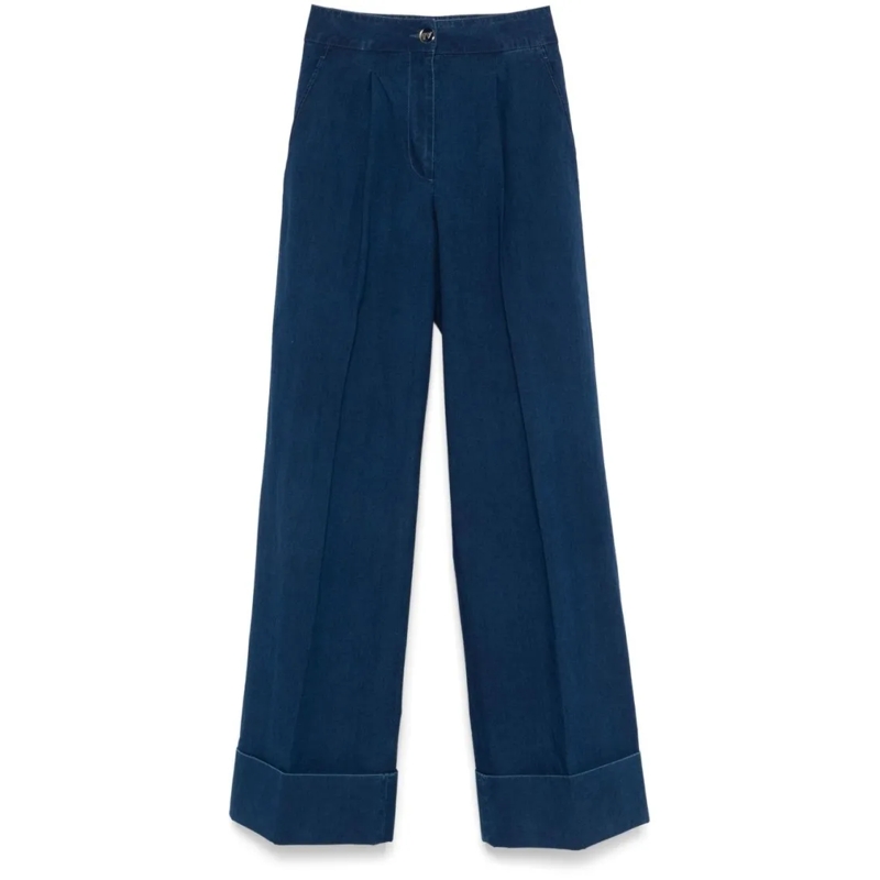 Valentino Garavani Jeans High-Waisted Wide-Leg Jeans With Rolled Cuffs Blue