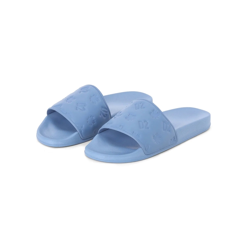Dsquared2 Slides Pantoletten mit Logo-Muster blau