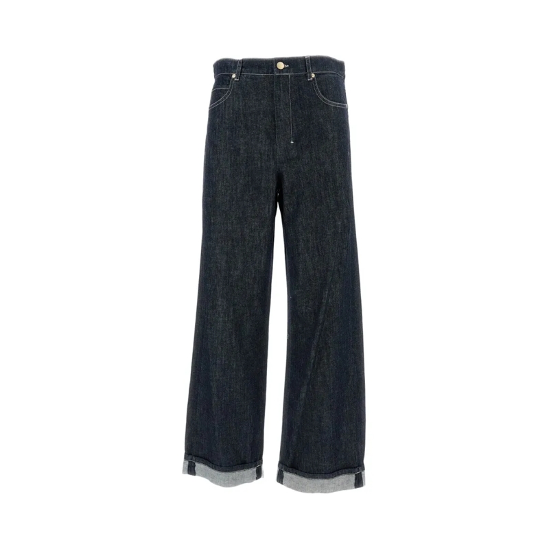 Max Mara Jeans Wide Leg Turn-Up Jeans Blue