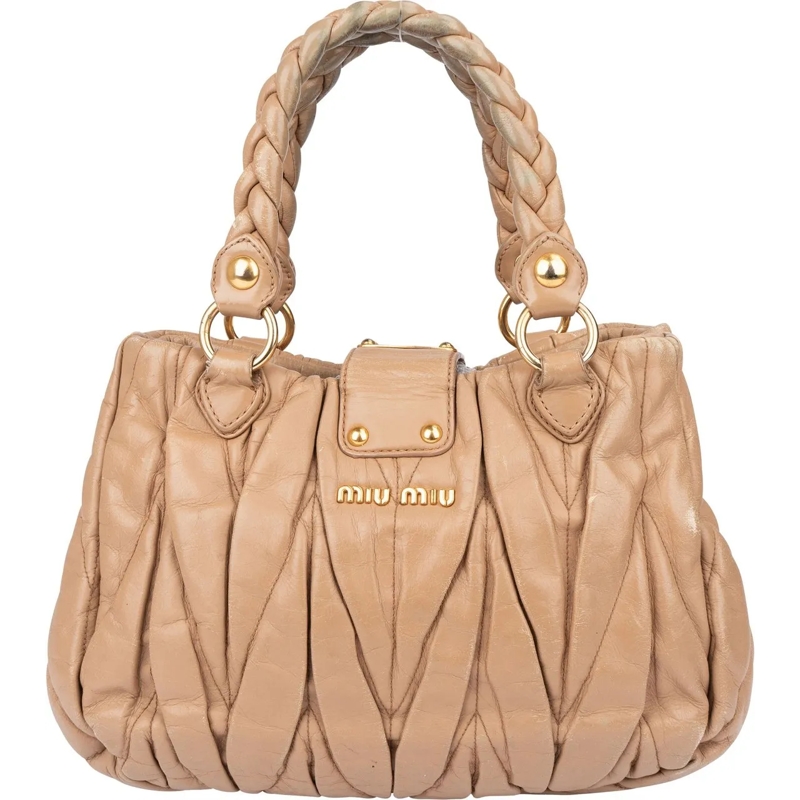 Miu Miu Tote Miu Miu Quilted Leather City Handbag braun