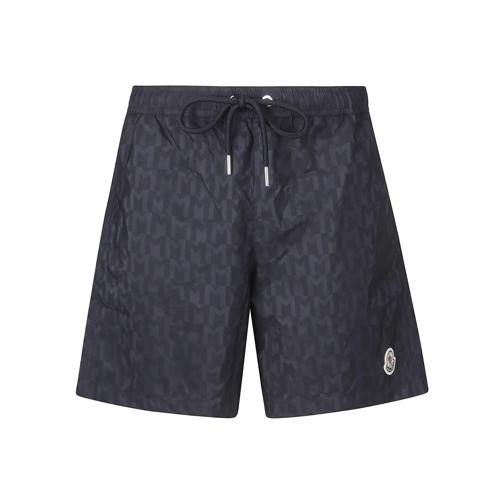 Moncler  Blue Swim Shorts With Logo Blue