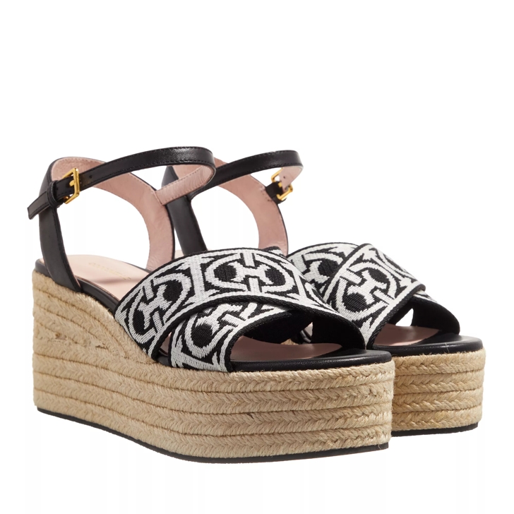 Coccinelle Wedge Smooth Leather Noir Noir Ecru Sandale lani res