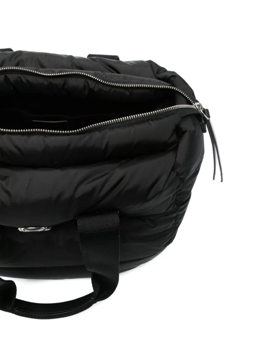 Moncler Shoppers & Totes Puffy Black Tote Bag With Top Zip And Dual Handles in zwart