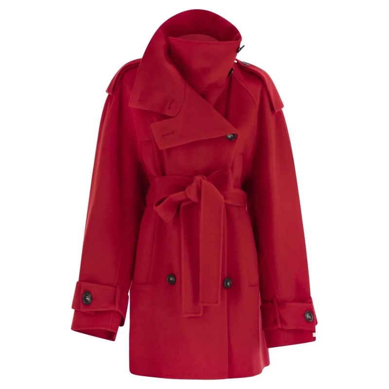Sportmax Manteau d'hiver Bouquet1234 - Short Wool Trench Coat Red