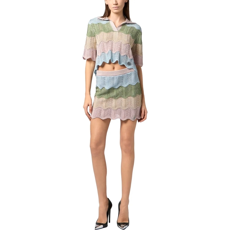 Philipp Plein Top Knitted Polo T-Shirt Color Wave bunt(Image 4)