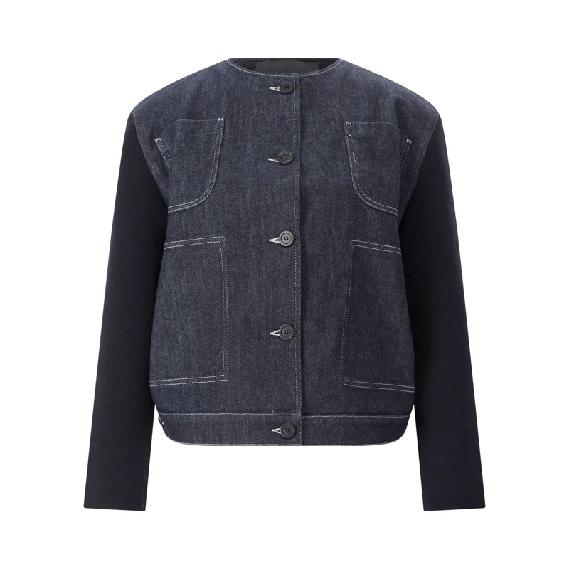 Fabiana Filippi Spijkerjasje Jacke aus Denim und Strick dunkelblau