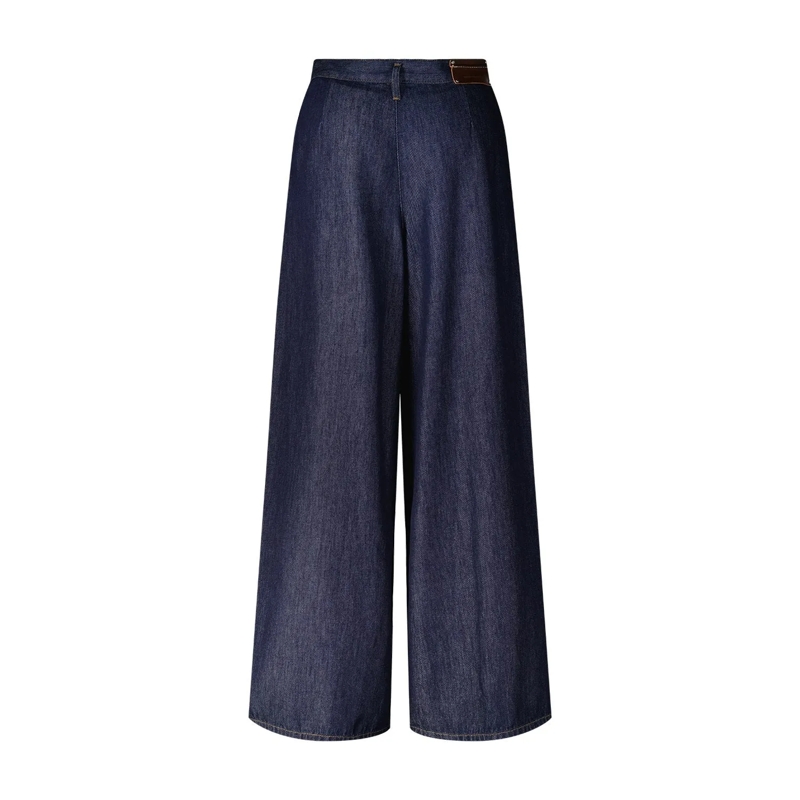 Dries Van Noten  High-Waist Wide-Leg Denim Trousers With Pleated Fr Blue(Image 5)