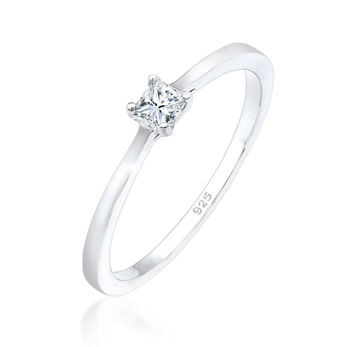 Elli Ring Princess Cut Verlobung Diamant 0.1 ct. 925 Si silber Diamantring