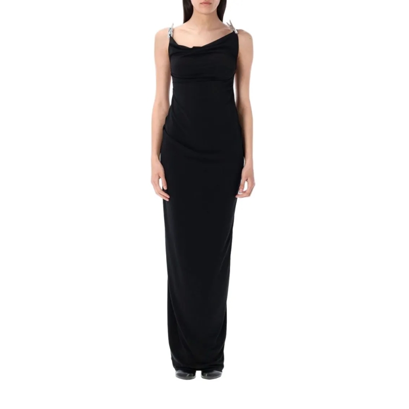 Coperni  Draped Bodice Black Maxi Dress Black