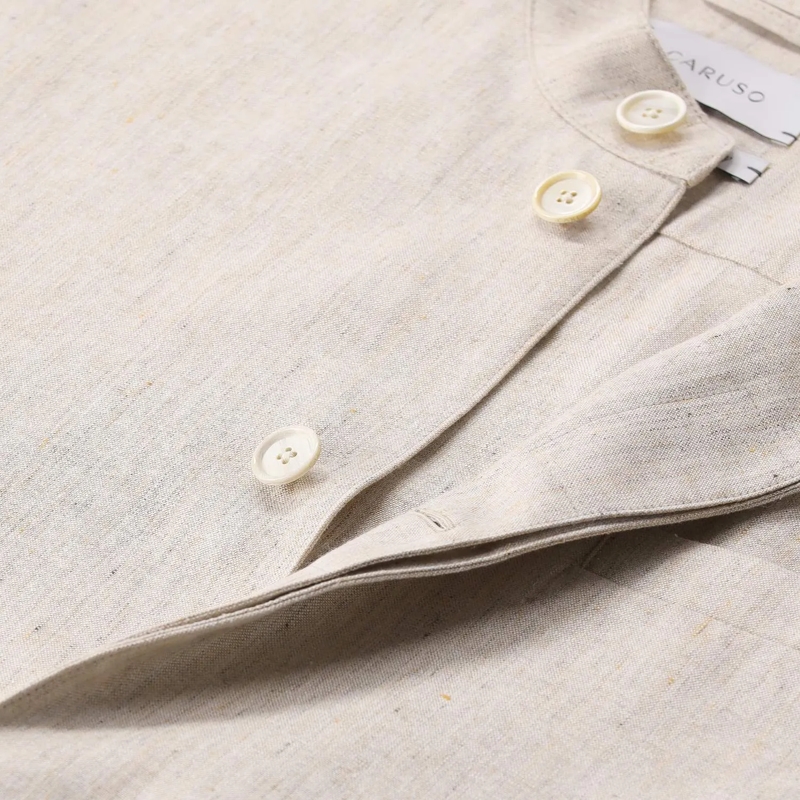 Emanuela Caruso Overgangsjas Overshirt mit Seide & Leinen blau(Image 4)