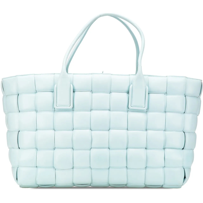 Bottega Veneta Shopper Large Lambskin Intreccio Padded Tote blau