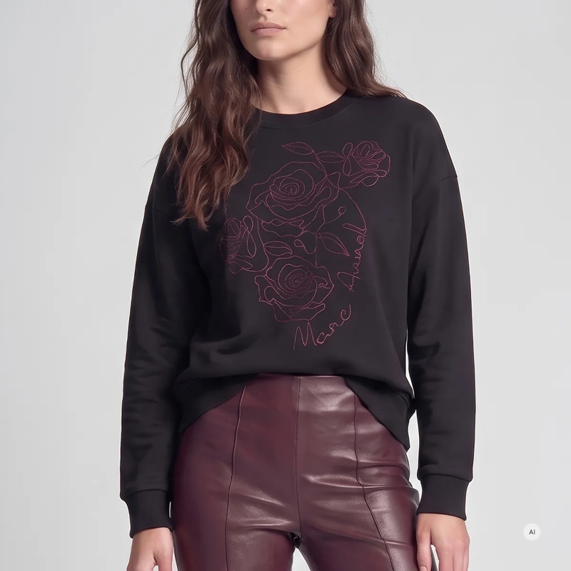Marc Aurel Sweatshirt Dieser Sweater mit Kurbelstickerei überzeugt mit e schwarz(Image 3)