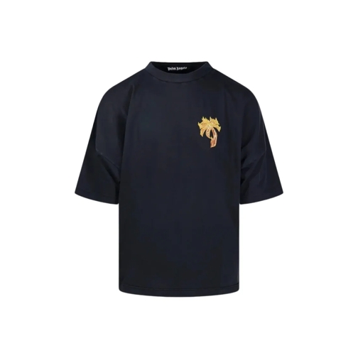 Palm Angels T-Shirts Burning Palm Printed T-Shirt Blue