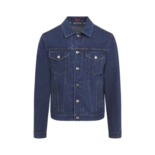 Gucci Dark Blue Cotton Jacket Blue Jeans-Jacken