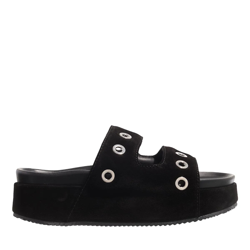 INUIKII Slides Suede Studs Black