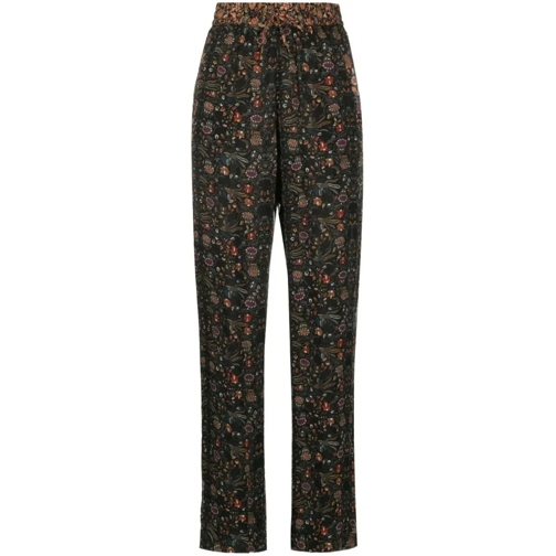 Isabel Marant  Ozio Floral-Print Silk Trousers Black