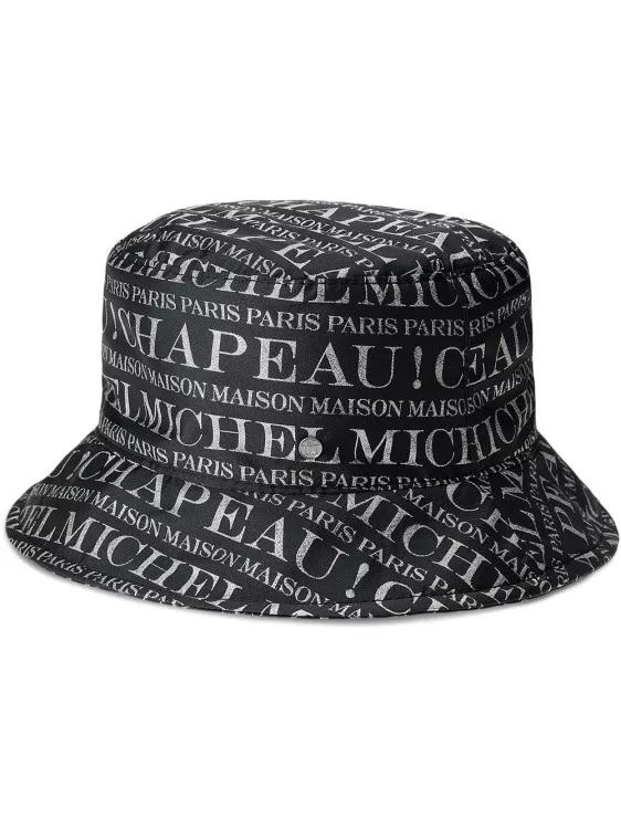 Maison Michel Mützen - Logo Print Bucket Hat - Gr. L - in Schwarz - für Damen