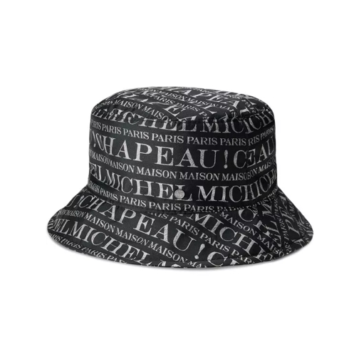 Maison Michel  Logo Print Bucket Hat Black