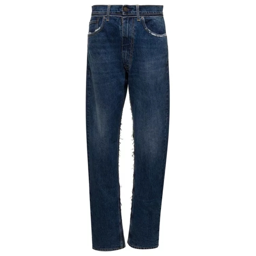 Maison Margiela Blue Five-Pocket Jeans With Rips In Cotton Denim Blue Jeans