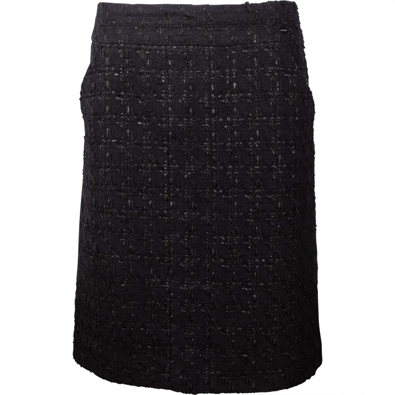 Chanel Midirock Chanel Black Tweed Skirt (DE36 / FR38) schwarz