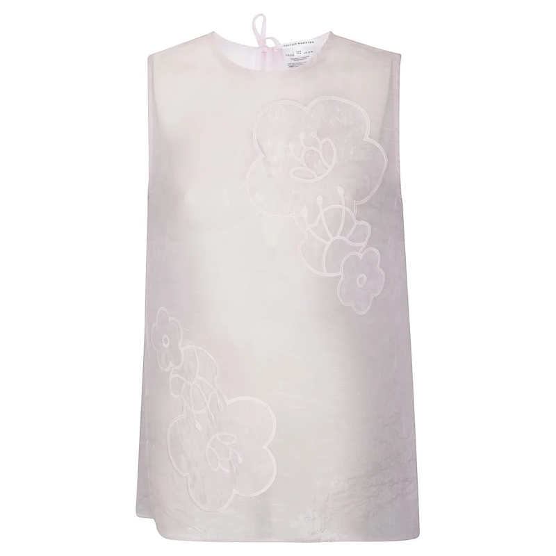Cecille Bahnsen Blouse Semi-Sheer Sleeveless Top White