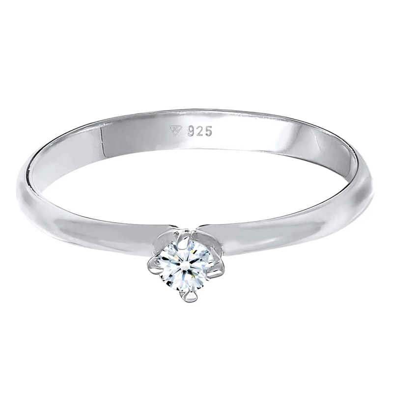 Elli Diamantring Ring Ring Solitär Diamant (0.11 ct.) Klassik 925 S silber(Image 2)