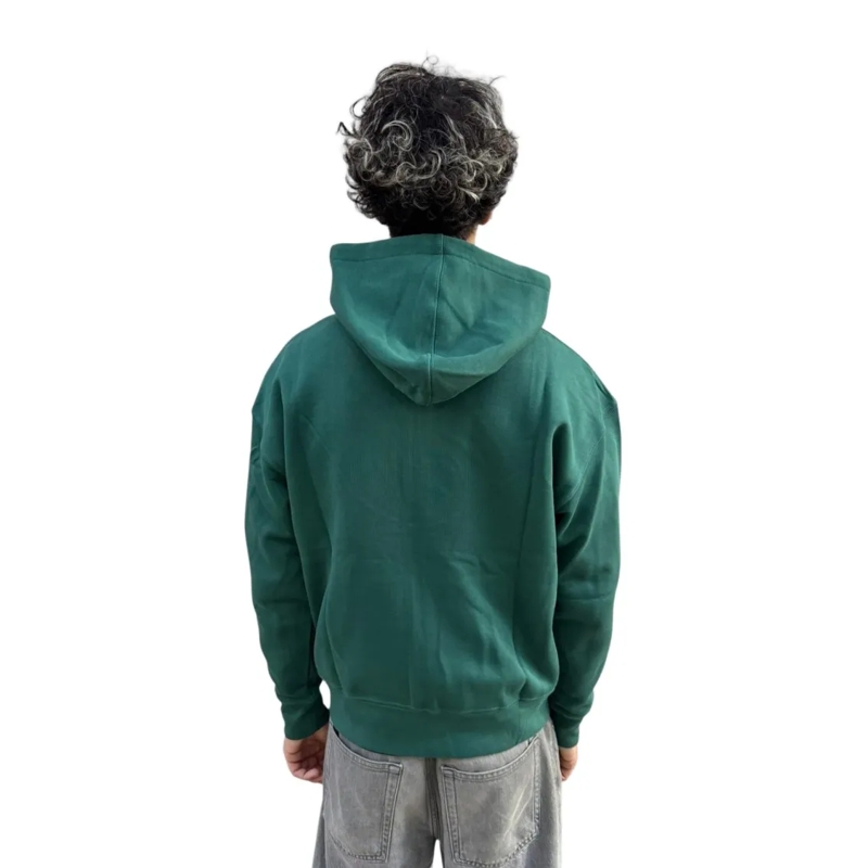 AMI Paris  Deep Green Organic Cotton Hoodie With Full Zipper  Black