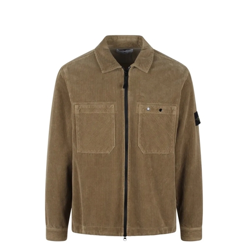 Stone Island Organic Cotton Corduroy Overshirt Brown Übergangsjacke