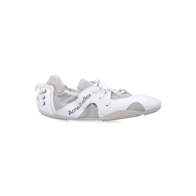 Acne Studios Sneaker basse Leather Lace-Up Shoes With Dual Lace Details And L White