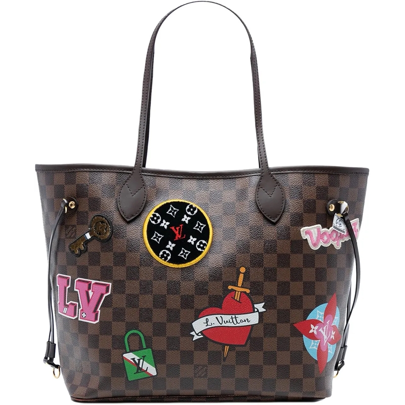 Louis Vuitton Shopper Damier Ebene Neverfull Patches MM braun