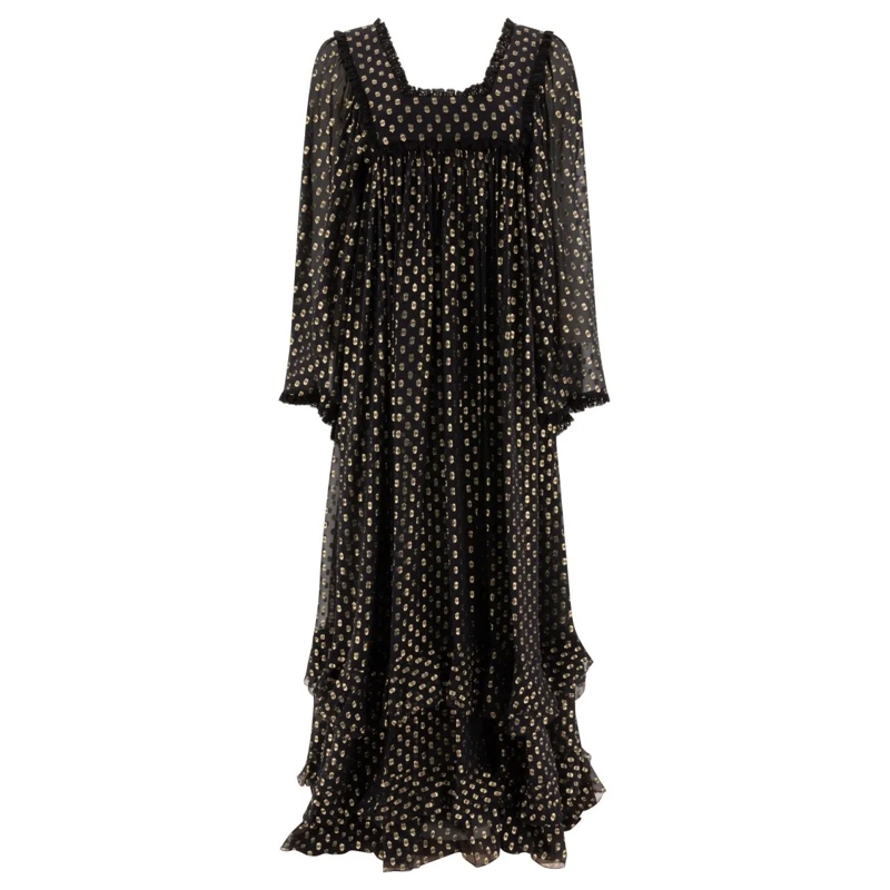 Chloé  Square Neckline Midi Dress Black