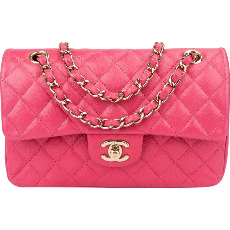 Chanel Schultertasche Chanel Quilted Caviar Leather Small Double Flap Cr rot