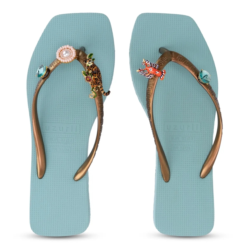 UZURII Flip Flops flip flop Flore Square Grande ocean(Image 12)