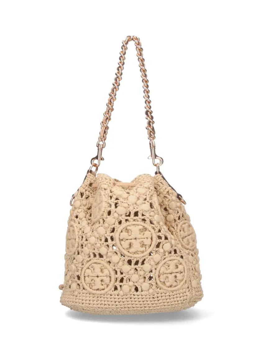 TORY BURCH Bucket bags T Monogram Medium Bucket Bag – Beige in beige