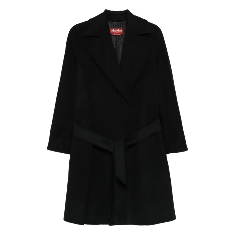 Max Mara Overgangsmantel Midi Wrap Coat With Wide Lapel Black