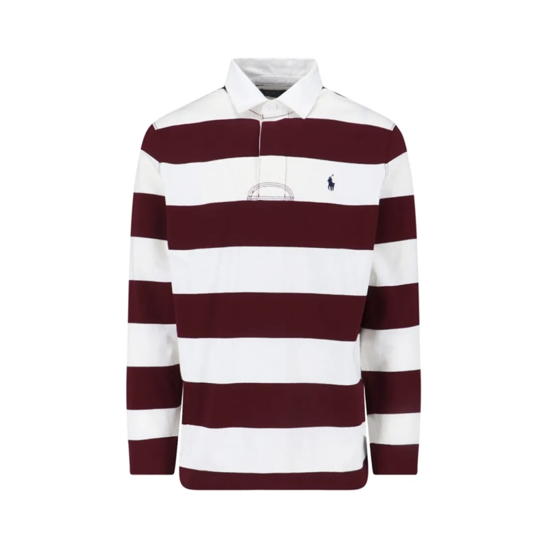 Polo Ralph Lauren Polohemd "Rugby Shirt" Polo – White And Bordeaux Dunkelrot