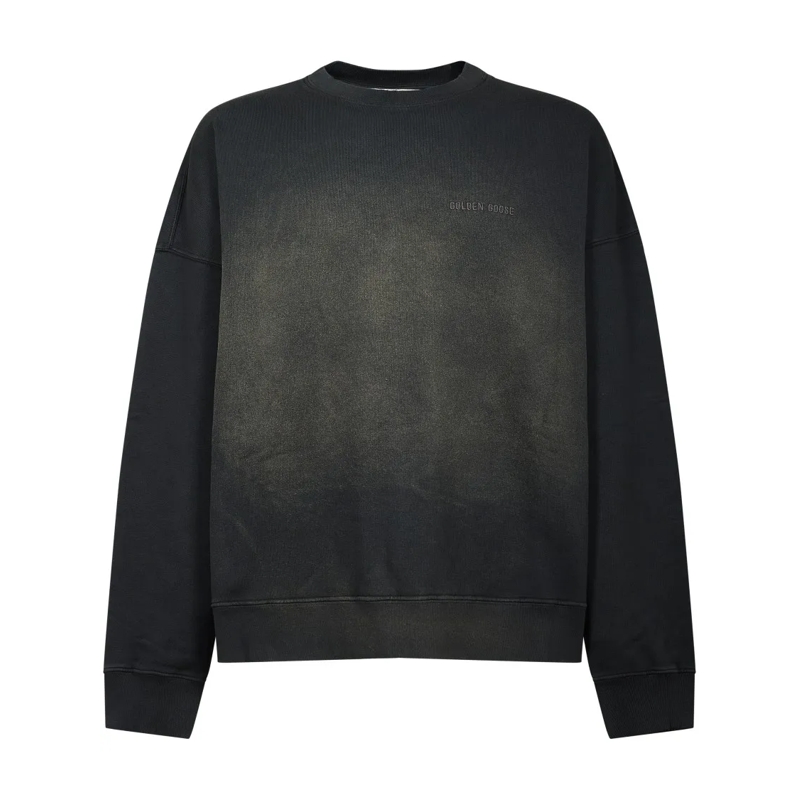 Golden Goose Pull Unisex Crew Neck Sweater With Unique Bleaching Eff Black