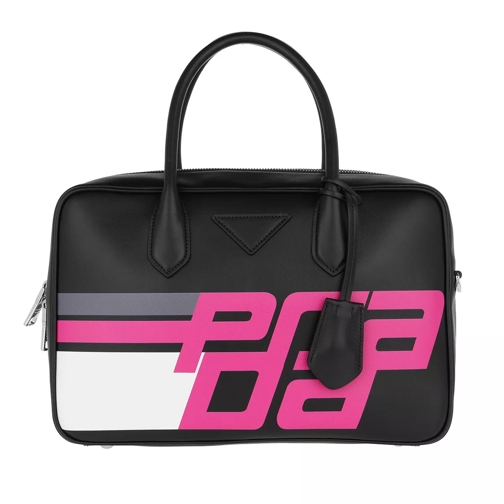 Prada Racing Bowling Bag Leather Black/Fuchsia Bowling Bag