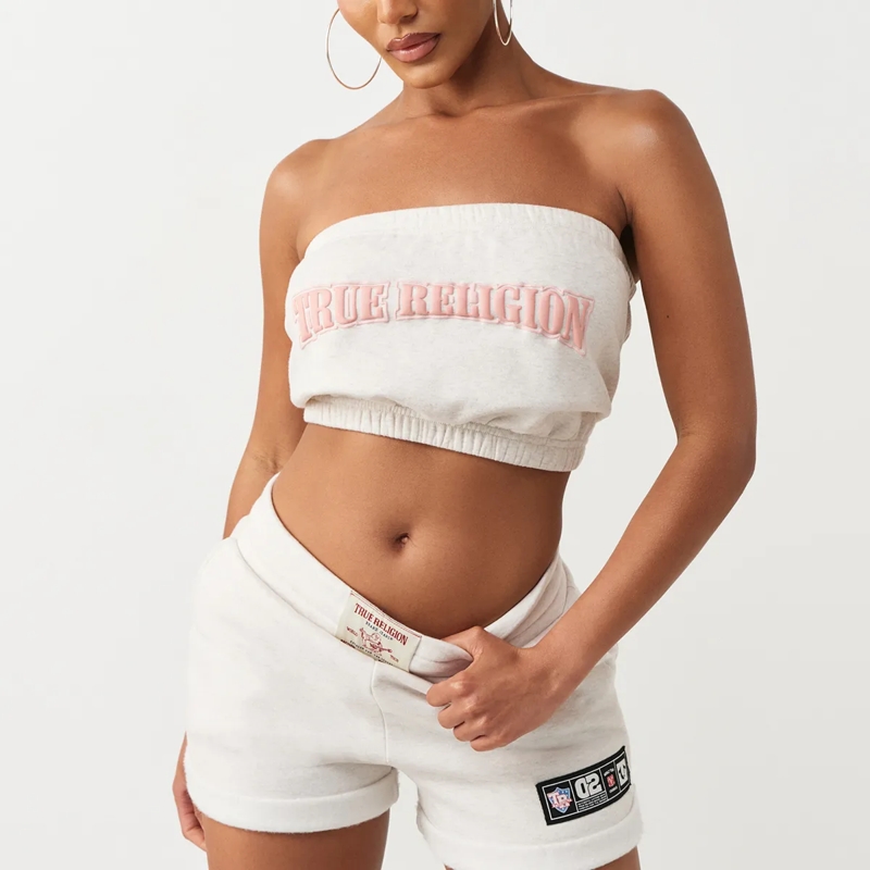 True Religion Top - Bandeau-Top- Puff-Print- Weiche Fleeceinnensei graubeige(Image 6)