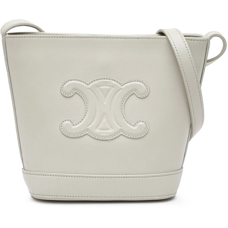 Celine Schultertasche Small Smooth Calfskin Cuir Triomphe Bucket Bag grau