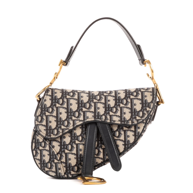 Christian Dior Crossbody Bag Oblique Saddle Mini marineblau