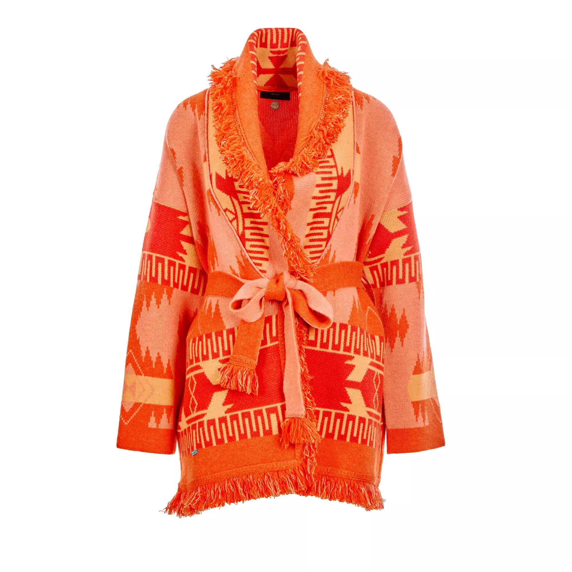 Alanui - ICON JACQUARD CARDIGAN PAPAYA SUNSET ORA - Größe L - orange